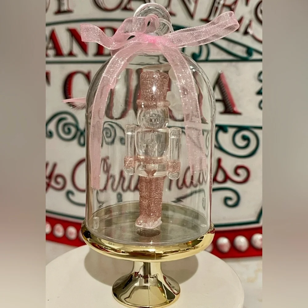 SHABBY CHIC CHRISTMAS PINKMAS DECOR NUTCRACKER CLOCHE XMAS TREE ORNAMENT GOLD
